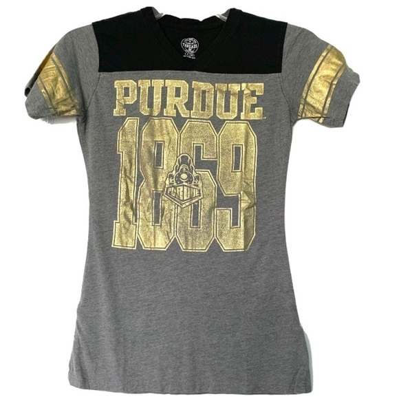 Purdue Gray, Black & Gold Short Sleeve Shirt Top size Small - Picture 1 of 8